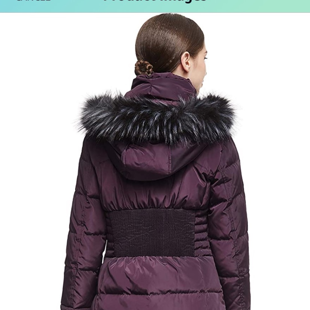 Orolay Women Warm Down Jacket with Hood Fur Long Puffer Coat NWT